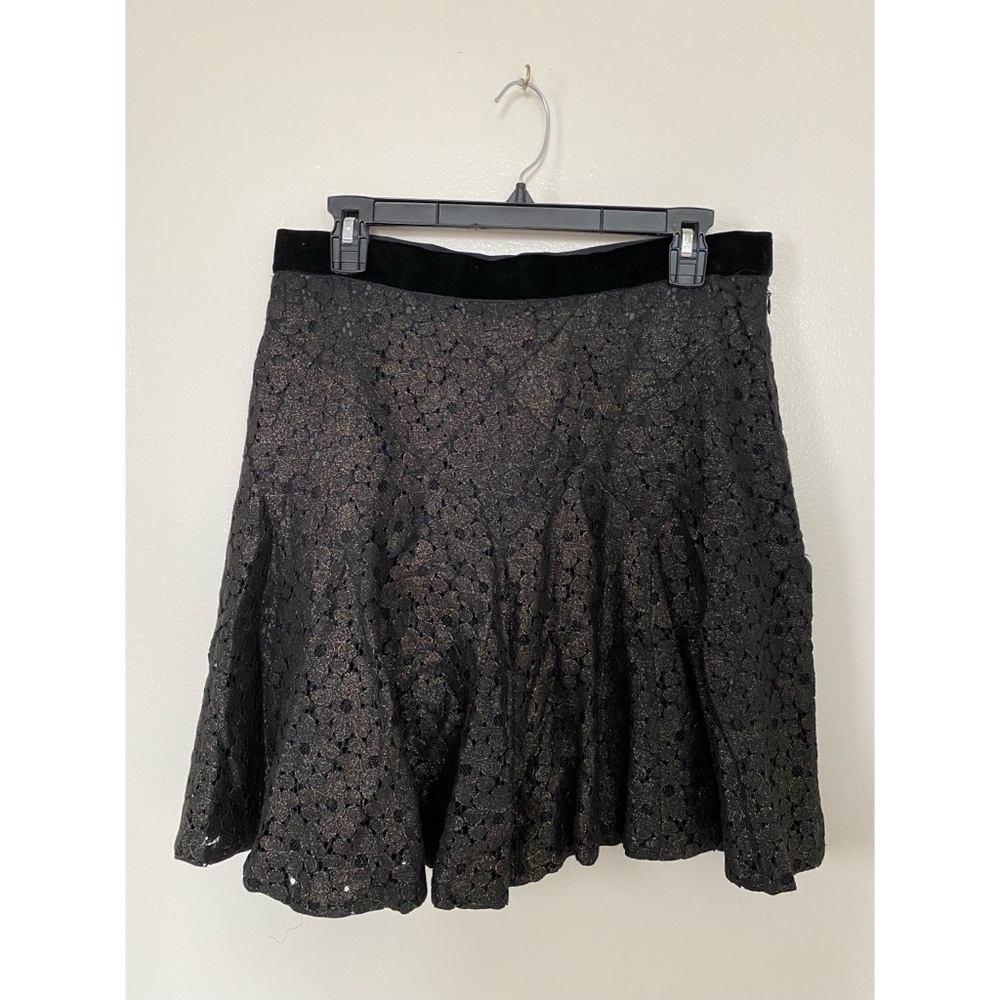 Anna Sui metallic gold and black lace mini skirt
